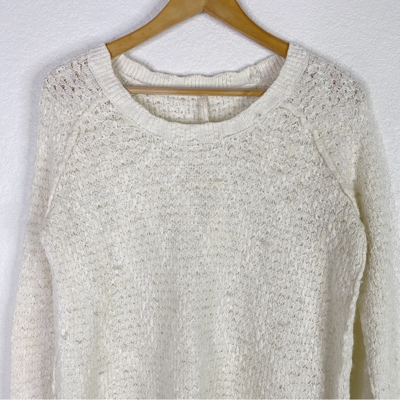 Free People Ivory Textured Wool Blend Knit Pullover Sweater - Picture 2 of 8